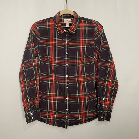 J. Crew Women Multicolor Plaid Perfect Button Up Shirt Blouse - Picture 2 of 4